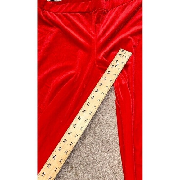 Lane Bryant Vibrant Red Luxe Velvet Pull on Mid Rise Flare‎ Pants Womens Plus 24 - Picture 3 of 7